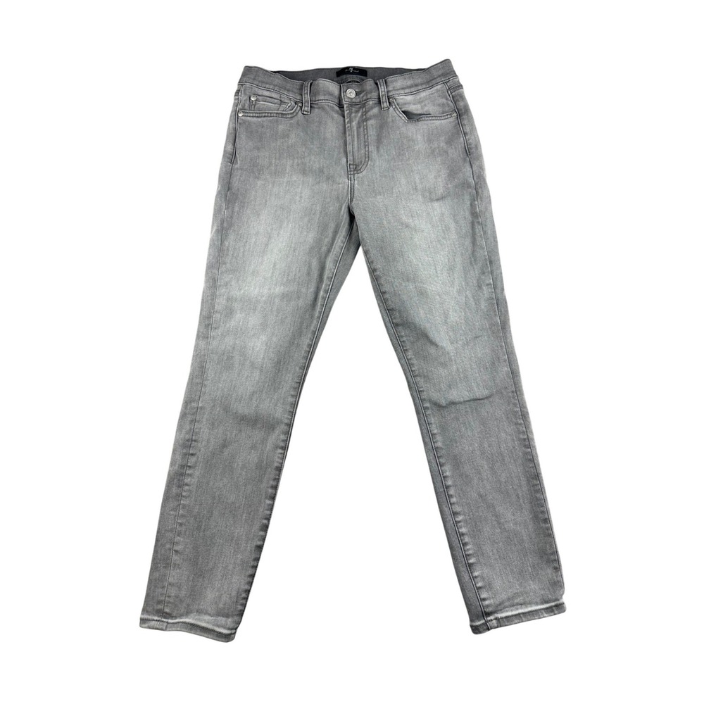7 For All Mankind‎ Jeans Women 31x26 Gray Ankle Gwenevere Denim Skinny Washed